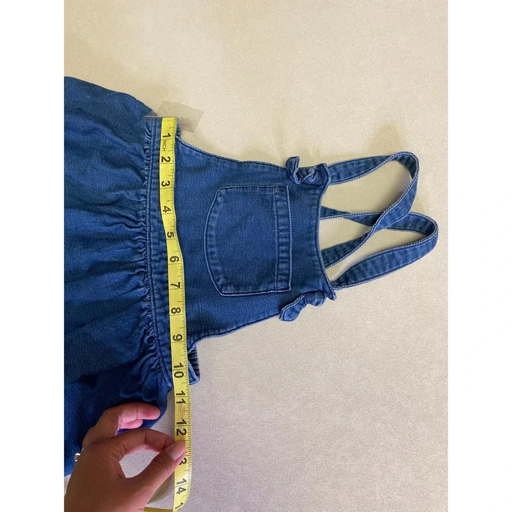 Cat & Jack Girls Blue Denim Overall Dress Jumper Ruffle Trim 5T
